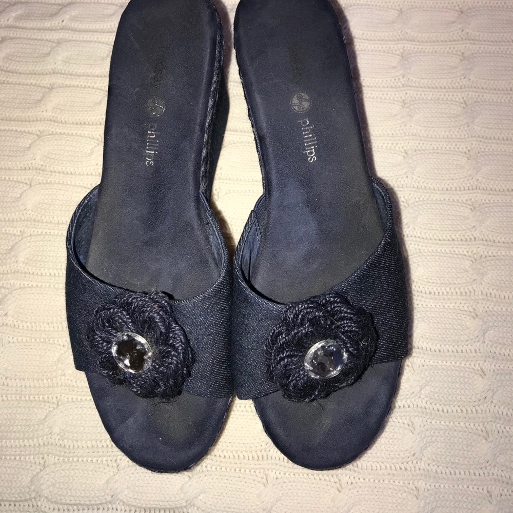 LINDSAY PHILLIPS DENIM WEDGES SIZE 8
